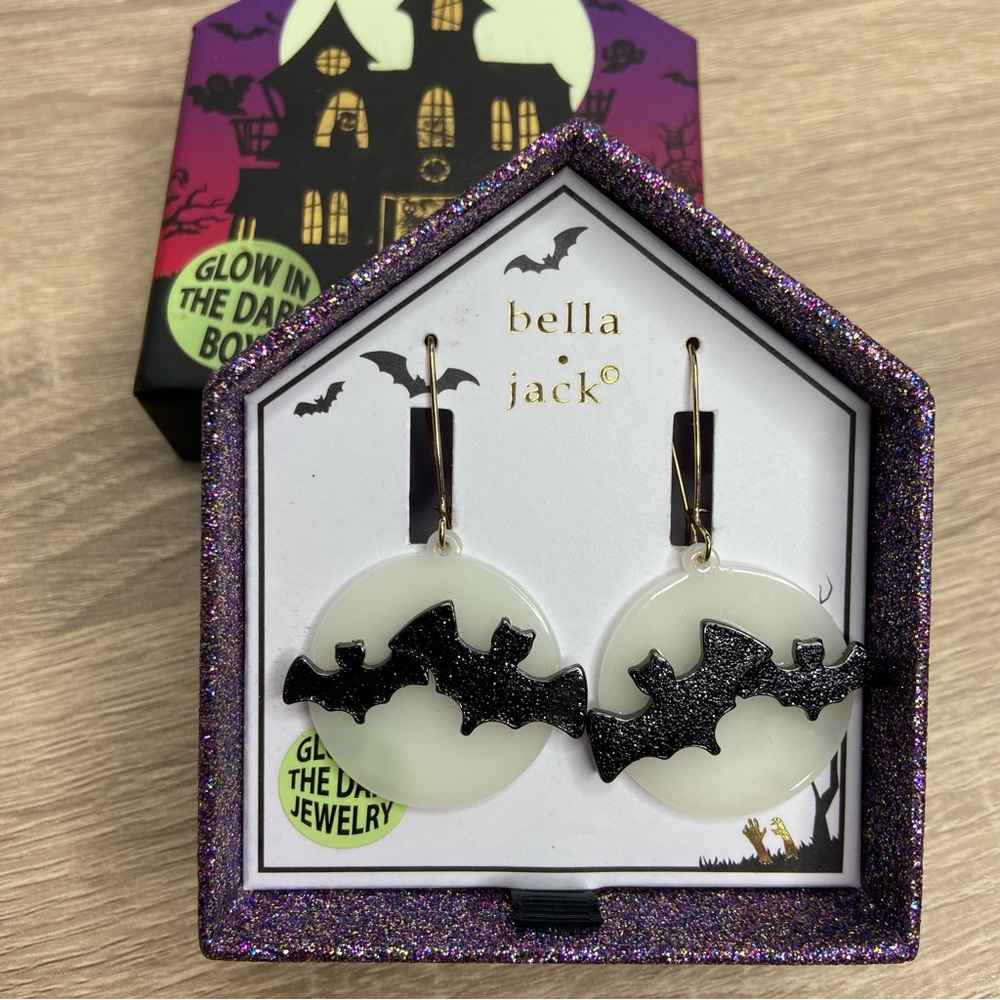 Bella Jack Glow In The Dark Bats Earrings NEW